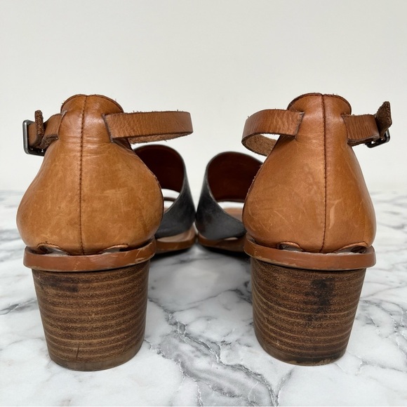 Madewell Brown Silver Leather Warren Boardwalk Sandals Block Heel Size 7.5 - Picture 4 of 9